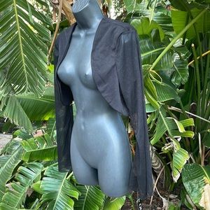Onyx, sheer bell sleeves sparkly Bowlero are crop jacket